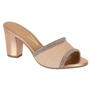 Tamanco Feminino Vizzano Salto Grosso Sandália Casual – Rosa